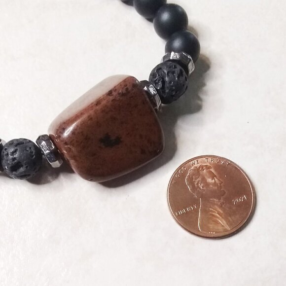 Mahagony Obsidian - Beaded Stone Bracelet ~ 6.5" ~ Strength Creativity Sexuality - Picture 4 of 9